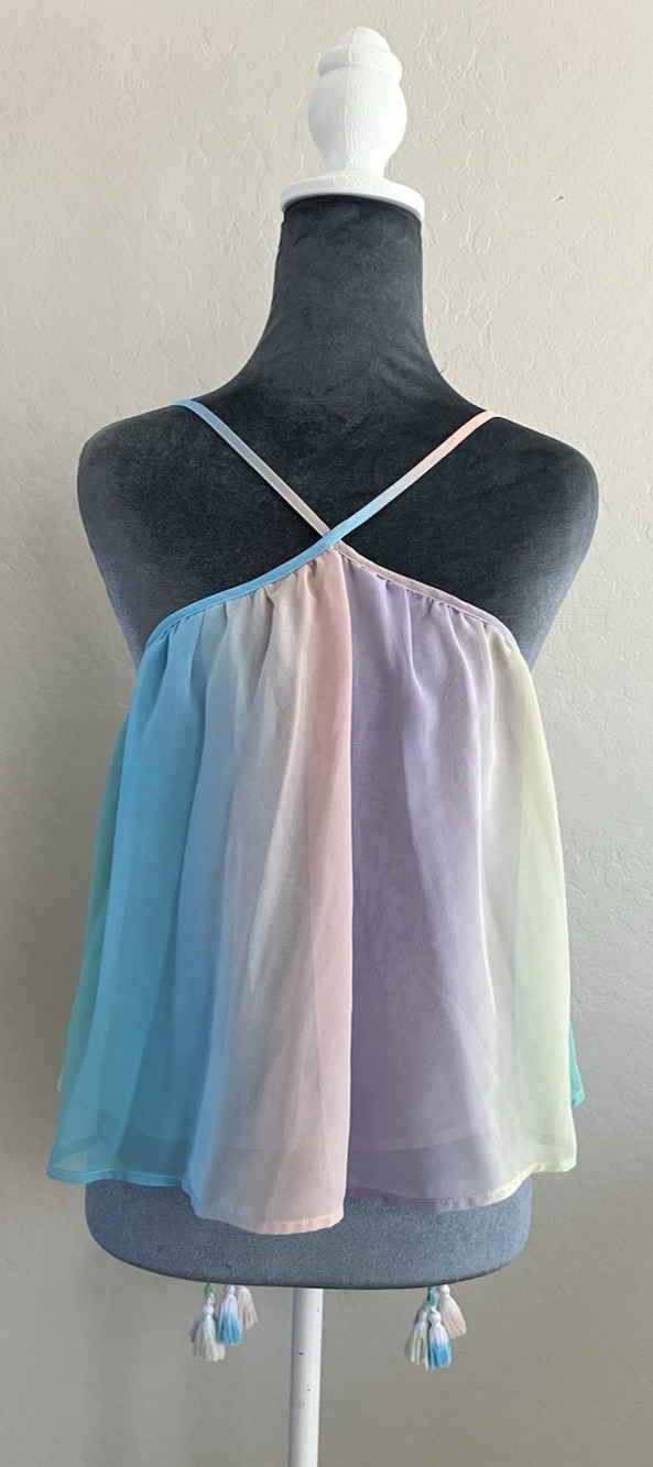 Show Me Your Mumu Tank Top Tassels Rainbow Pastel Hippie Flowy Festival Boho XS